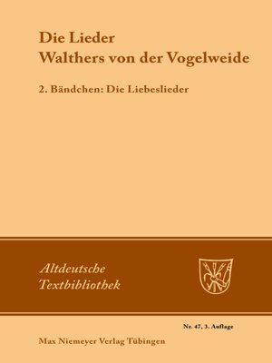 cover image of Die Lieder Walthers von der Vogelweide